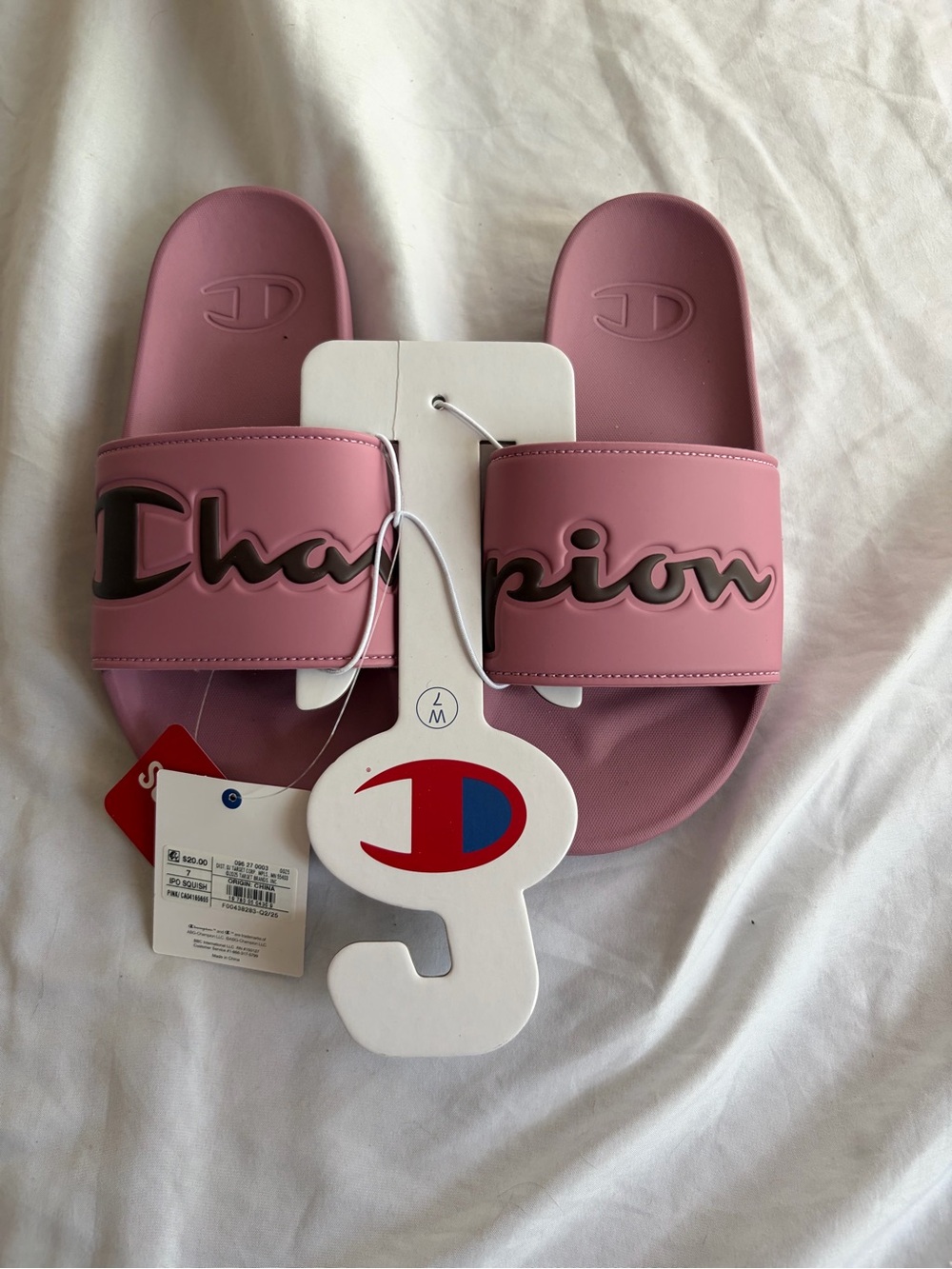 Champion Pink Kids Slide Sandals with Black Logo